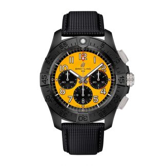Breitling Avenger B01 Cronografo 44mm Missione Notturna Orologio da Uomo Giallo Pelle Nera SB0147101I1X2