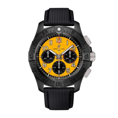 Breitling Avenger B01 Cronografo 44mm Missione Notturna Orologio da Uomo Giallo Pelle Nera SB0147101I1X2