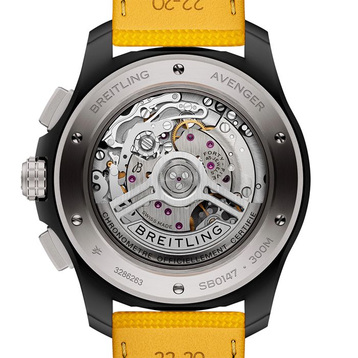 Breitling Avenger B01 Cronografo 44mm Night Mission Orologio da uomo in pelle gialla SB0147101I1X1 - immagine 2