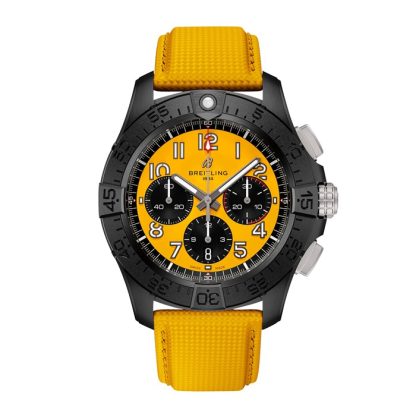 Breitling Avenger B01 Cronografo 44mm Night Mission Orologio da uomo in pelle gialla SB0147101I1X1