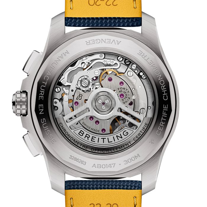 Breitling Avenger Cronografo B01 44mm Orologio Uomo Pelle Blu AB0147101C1X1 - immagine 2
