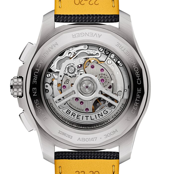 Breitling Avenger Cronografo B01 44mm Orologio da uomo in pelle nera AB0147101B1X1 - immagine 2