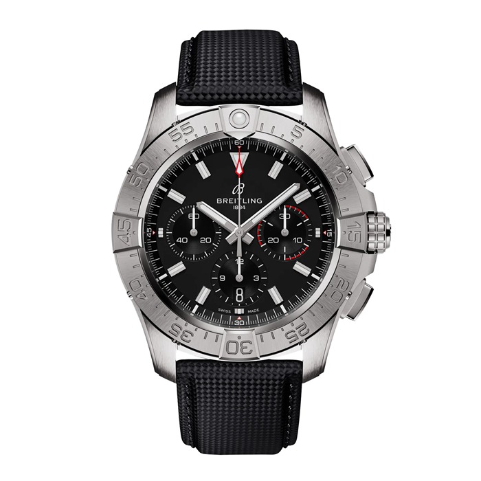 Breitling Avenger Cronografo B01 44mm Orologio da uomo in pelle nera AB0147101B1X1