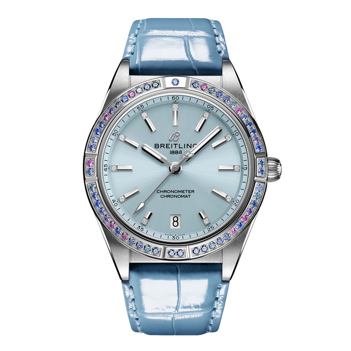 Breitling Chronomat Automatic 36 South Sea Ice Blue Leather Strap Orologio da donna G10380611C1P1