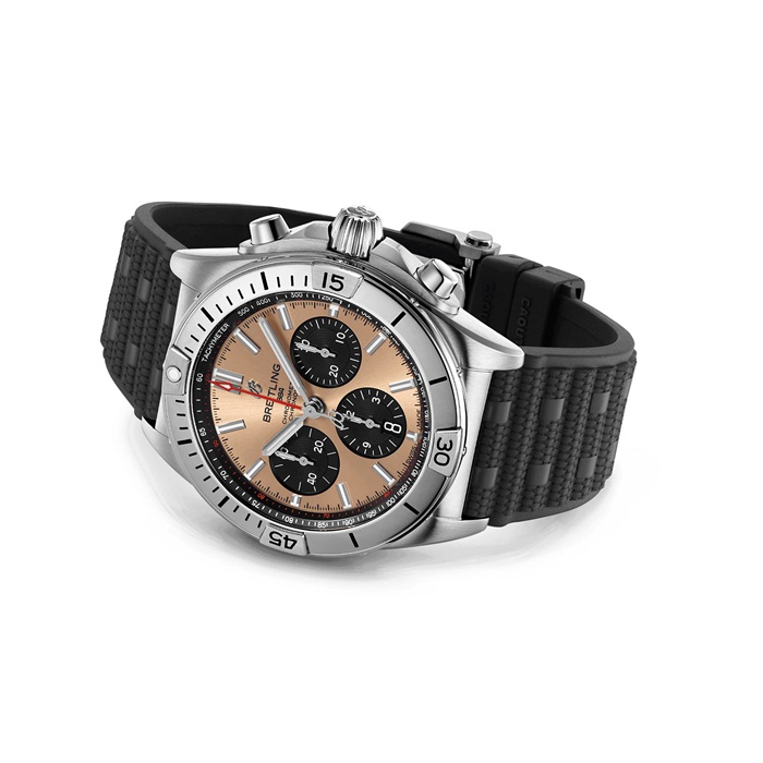 Breitling Chronomat B01 Cronografo 42mm Uomo Orologio in gomma rame AB0134101K1S1 - immagine 4