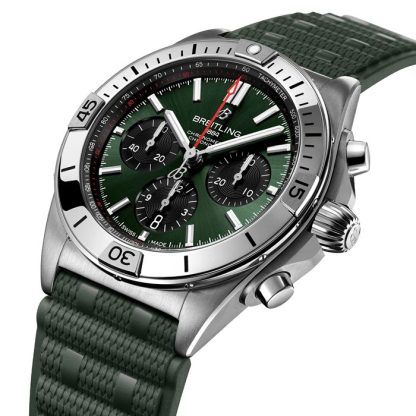 Breitling Chronomat B01 Cronografo 42mm Uomo Orologio in gomma verde AB0134101L2S1 - immagine 3
