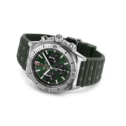 Breitling Chronomat B01 Cronografo 42mm Uomo Orologio in gomma verde AB0134101L2S1 - immagine 4