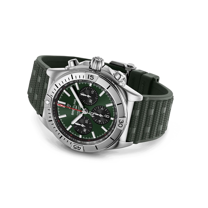 Breitling Chronomat B01 Cronografo 42mm Uomo Orologio in gomma verde AB0134101L2S1 - immagine 4