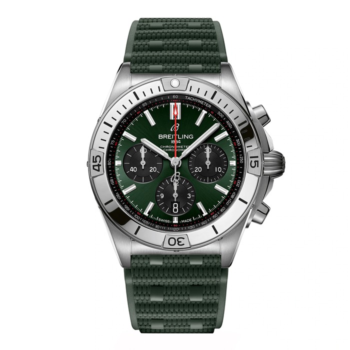Breitling Chronomat B01 Cronografo 42mm Uomo Orologio in gomma verde AB0134101L2S1