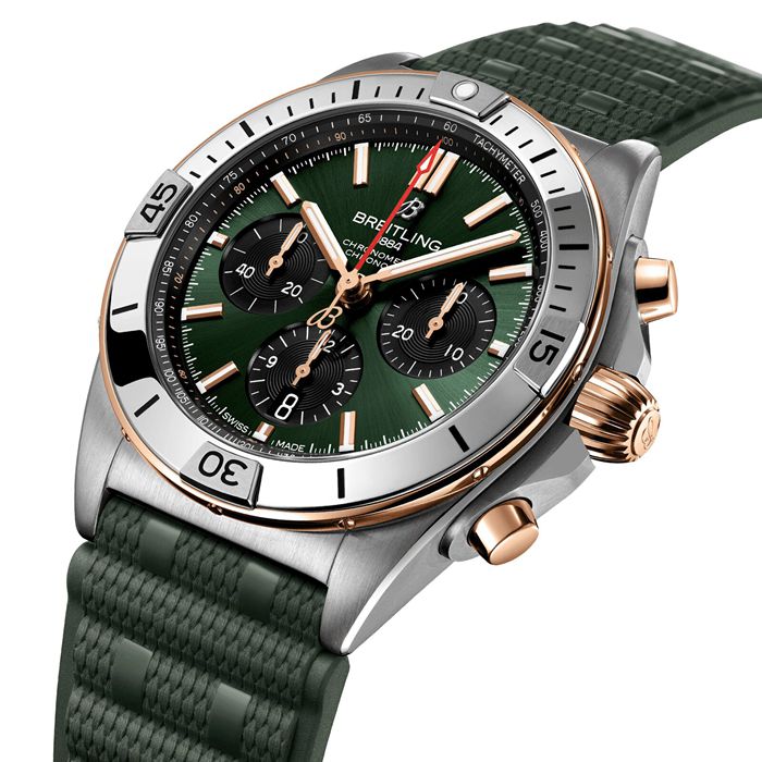 Breitling Chronomat B01 Cronografo 42mm Uomo Orologio in gomma verde UB0134131L1S1 - immagine 3