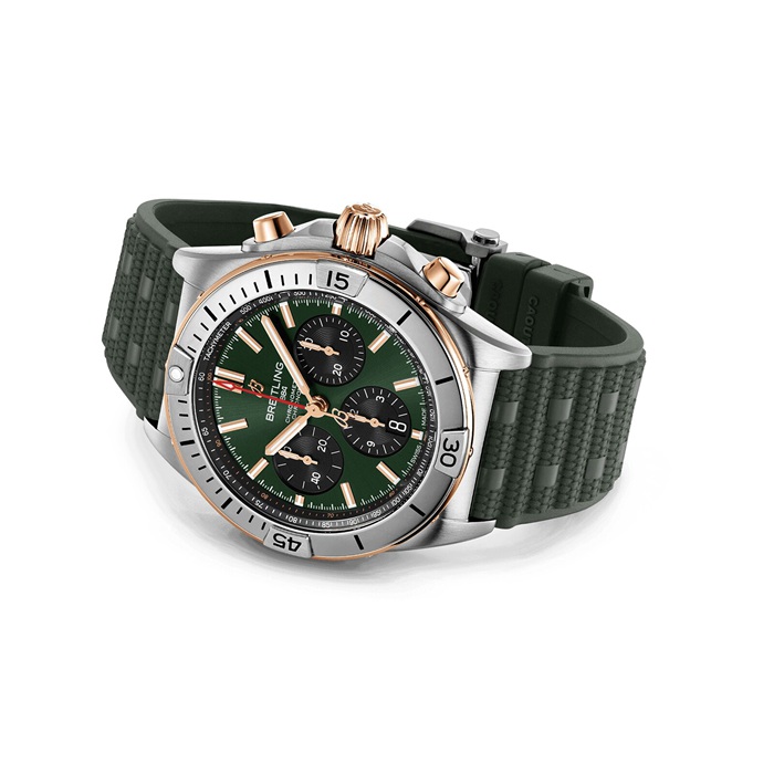 Breitling Chronomat B01 Cronografo 42mm Uomo Orologio in gomma verde UB0134131L1S1 - immagine 4