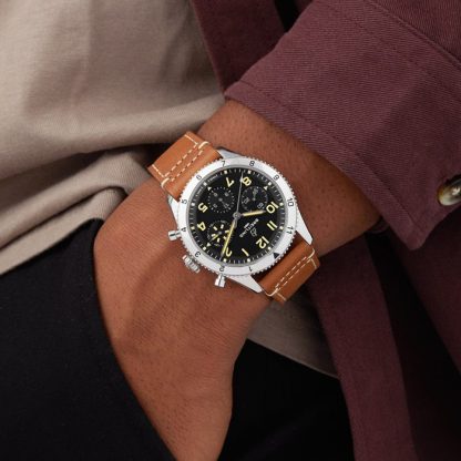 Breitling Classic AVI Cronografo 42 P-51 Mustang Cinturino in pelle Orologio A233803A1B1X1 - immagine 3
