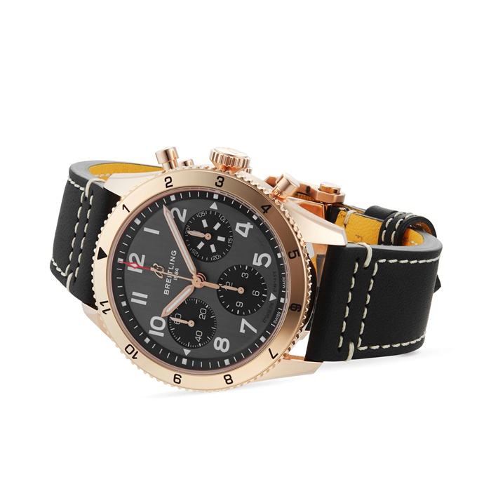 Breitling Classic AVI Cronografo 42 P-51 Mustang Cinturino in pelle oro rosso 18 carati Orologio R233801A1B1X1 - immagine 4