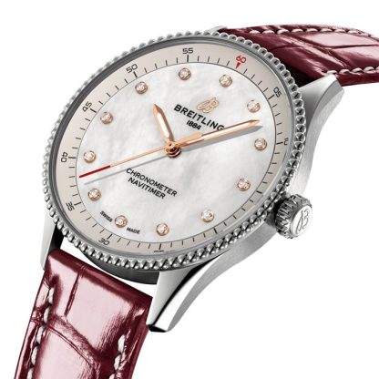 Breitling Navitimer 32mm Donna Orologio Bianco Madreperla Alligatore A77320E61A2P2 - immagine 3