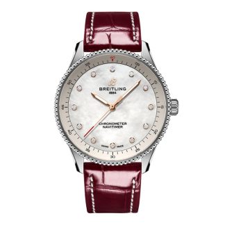 Breitling Navitimer 32mm Donna Orologio Bianco Madreperla Alligatore A77320E61A2P2