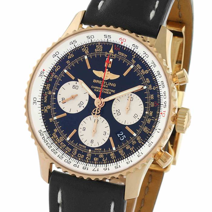 Breitling Navitimer Automatic 18ct Red Gold Leather Strap 43mm Mens Watch RB012012/BA49 436X - immagine 4