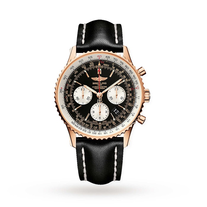 Breitling Navitimer Automatic 18ct Red Gold Leather Strap 43mm Mens Watch RB012012/BA49 436X