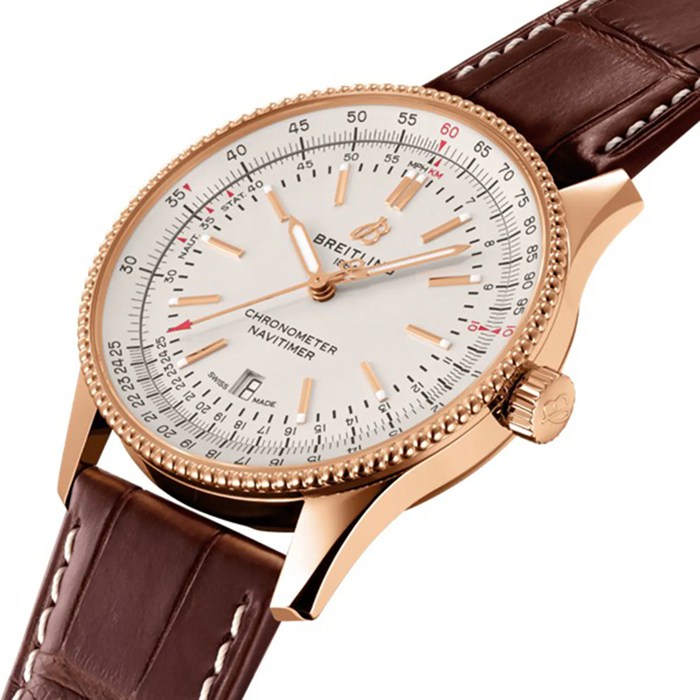 Breitling Navitimer Automatic 18k Red Gold Leather Strap 41mm Uomo Orologio R17326211G1P1 - immagine 2