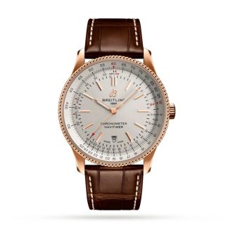 Breitling Navitimer Automatic 18k Red Gold Leather Strap 41mm Uomo Orologio R17326211G1P1