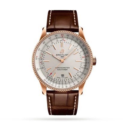 Breitling Navitimer Automatic 18k Red Gold Leather Strap 41mm Uomo Orologio R17326211G1P1