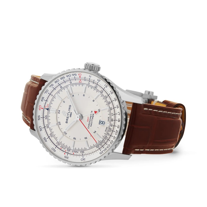 Breitling Navitimer Automatic GMT 41mm Orologio Uomo Argento A32310211G1P1 - immagine 3
