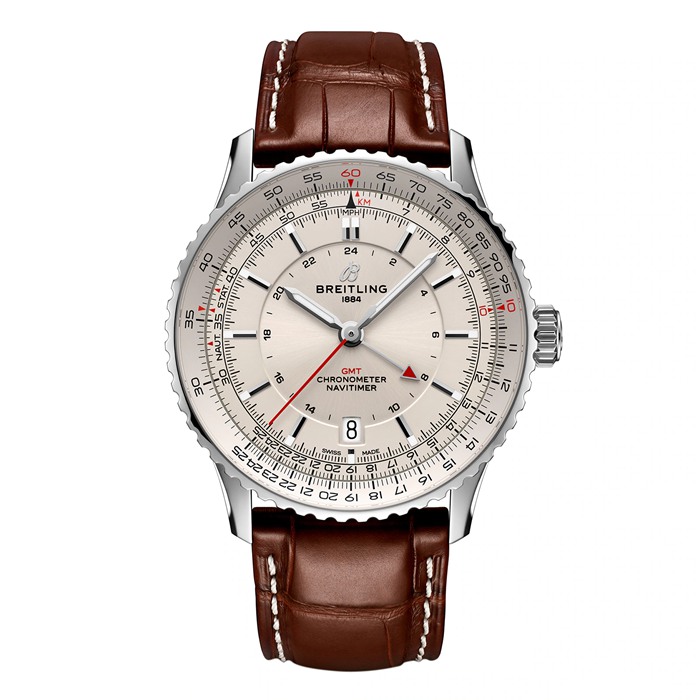 Breitling Navitimer Automatic GMT 41mm Orologio Uomo Argento A32310211G1P1