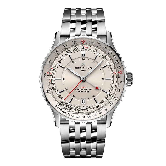 Breitling Navitimer Automatic GMT 41mm Orologio Uomo Argento Acciaio Inox A32310211G1A1