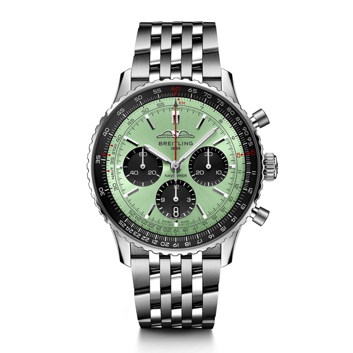 Breitling Navitimer B01 Cronografo 43 Acciaio Menta Orologio AB0138241L1A1