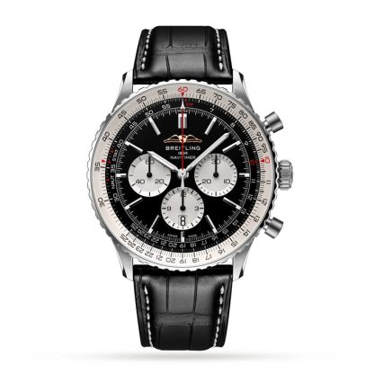 Breitling Navitimer B01 Cronografo 46 Orologio in acciaio inossidabile con cinturino in pelle AB0137211B1P1