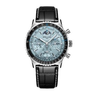 Breitling Navitimer B19 Cronografo Calendario Perpetuo 43mm Orologio Uomo Alligatore Blu PB1920251C1P1
