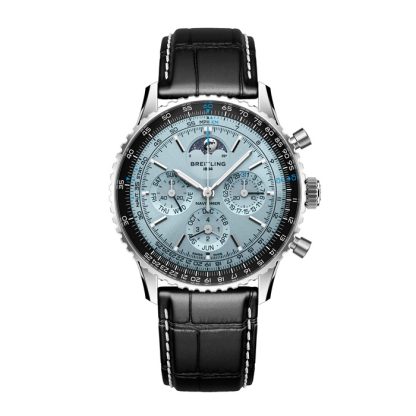 Breitling Navitimer B19 Cronografo Calendario Perpetuo 43mm Orologio Uomo Alligatore Blu PB1920251C1P1