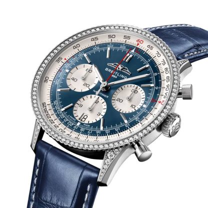 Breitling Navitimer Cronografo 41mm Orologio Uomo Quadrante Bianco Occhi Blu AB0139631C1P1 - immagine 2