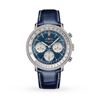 Breitling Navitimer Cronografo 41mm Orologio Uomo Quadrante Bianco Occhi Blu AB0139631C1P1