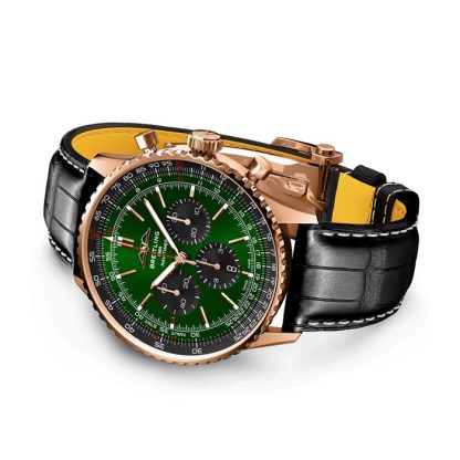 Breitling Navitimer Cronografo Oro Rosa 18ct 46mm Orologio Uomo Alligatore Verde RB0137241L1P1 - immagine 3