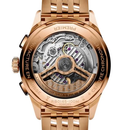 Breitling Premier B01 Cronografo 42mm Orologio Uomo Argento 18ct Oro Rosa RB0145371G1R1 - immagine 2