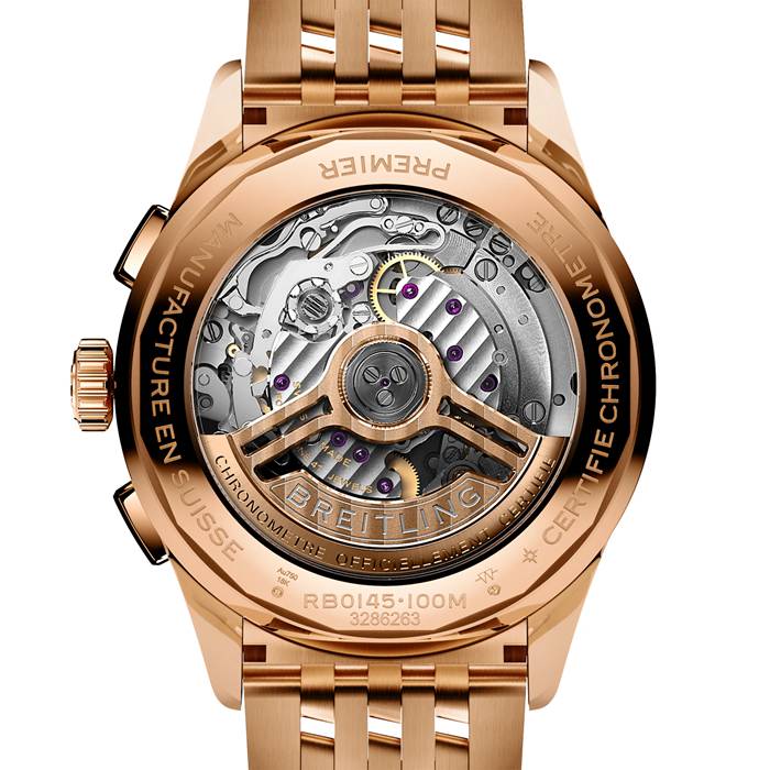 Breitling Premier B01 Cronografo 42mm Orologio Uomo Argento 18ct Oro Rosa RB0145371G1R1 - immagine 2