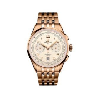 Breitling Premier B01 Cronografo 42mm Orologio Uomo Argento 18ct Oro Rosa RB0145371G1R1
