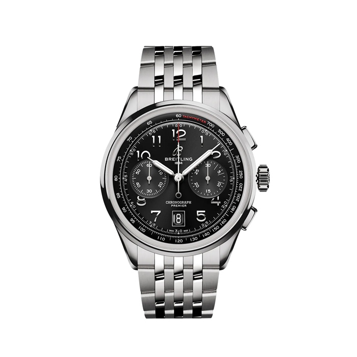 Breitling Premier B01 Cronografo 42mm Orologio da uomo nero in acciaio inox AB0145221B1A1