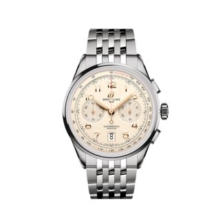 Breitling Premier B01 Cronografo 42mm Uomo Crema Acciaio Inox AB0145211G1A1