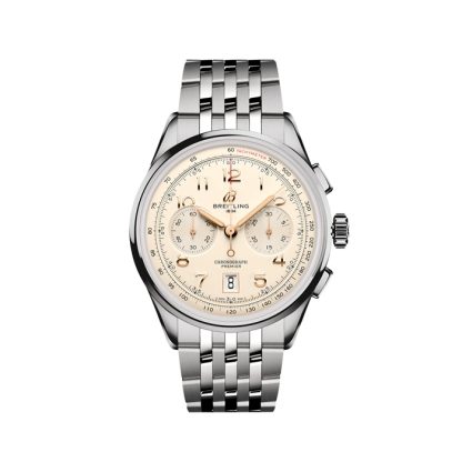 Breitling Premier B01 Cronografo 42mm Uomo Crema Acciaio Inox AB0145211G1A1