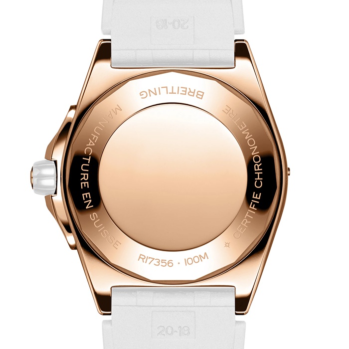 Breitling Super Chronomat Automatic 38 Origins White 18ct Rose Gold Rubber Strap Orologio R17356531G1S1 - immagine 2