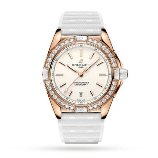 Breitling Super Chronomat Automatic 38 Origins White 18ct Rose Gold Rubber Strap Orologio R17356531G1S1