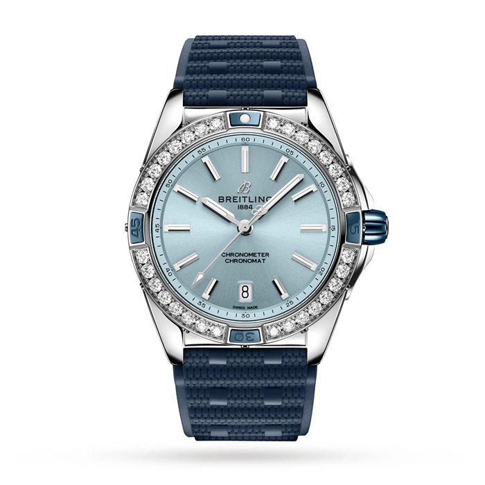 Breitling Super Chronomat Automatic 38 Orologio con cinturino in gomma blu A17356531C1S1