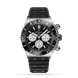 Breitling Super Chronomat B01 44 Orologio in acciaio inossidabile con cinturino in gomma AB0136251B1S1