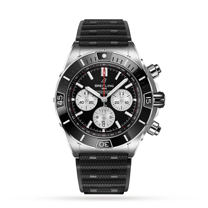 Breitling Super Chronomat B01 44 Orologio in acciaio inossidabile con cinturino in gomma AB0136251B1S1