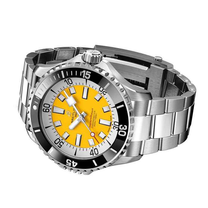 Breitling Superocean Automatic Code Yellow Edizione UK 46mm Orologio da Uomo Giallo A173781A1I1A1 - immagine 4