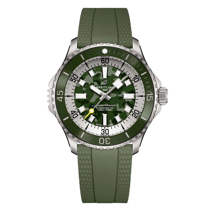 Breitling Superocean Automatic Super Diver 46mm Orologio Uomo Gomma Verde E10379D31L1S1