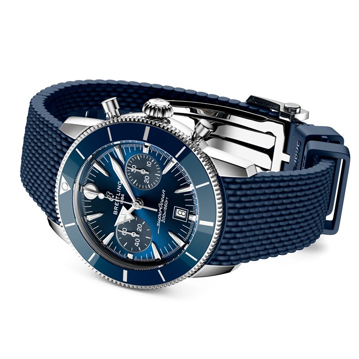 Breitling Superocean Heritage B01 Cronografo 42mm Uomo Orologio in gomma blu AB0156161C1S1 - immagine 4