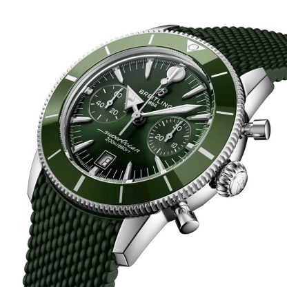 Breitling Superocean Heritage B01 Cronografo 42mm Uomo Orologio in gomma verde AB0156361L1S1 - immagine 3