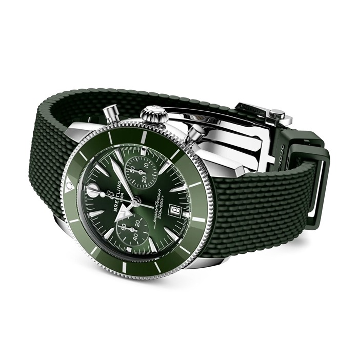 Breitling Superocean Heritage B01 Cronografo 42mm Uomo Orologio in gomma verde AB0156361L1S1 - immagine 4